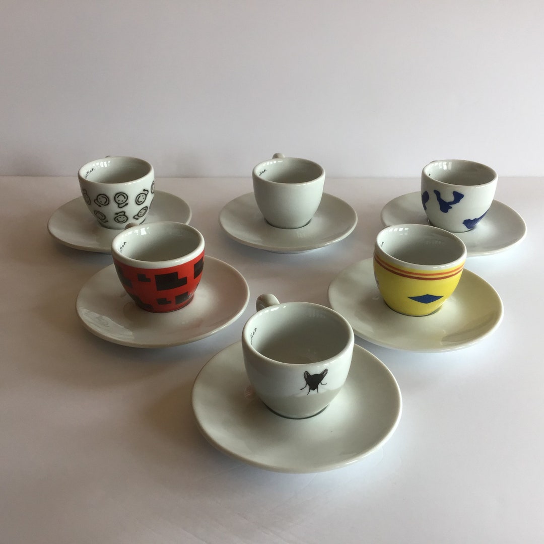Set of Six Espresso Cups and Saucers 2001 Illy Collection Artistas Do