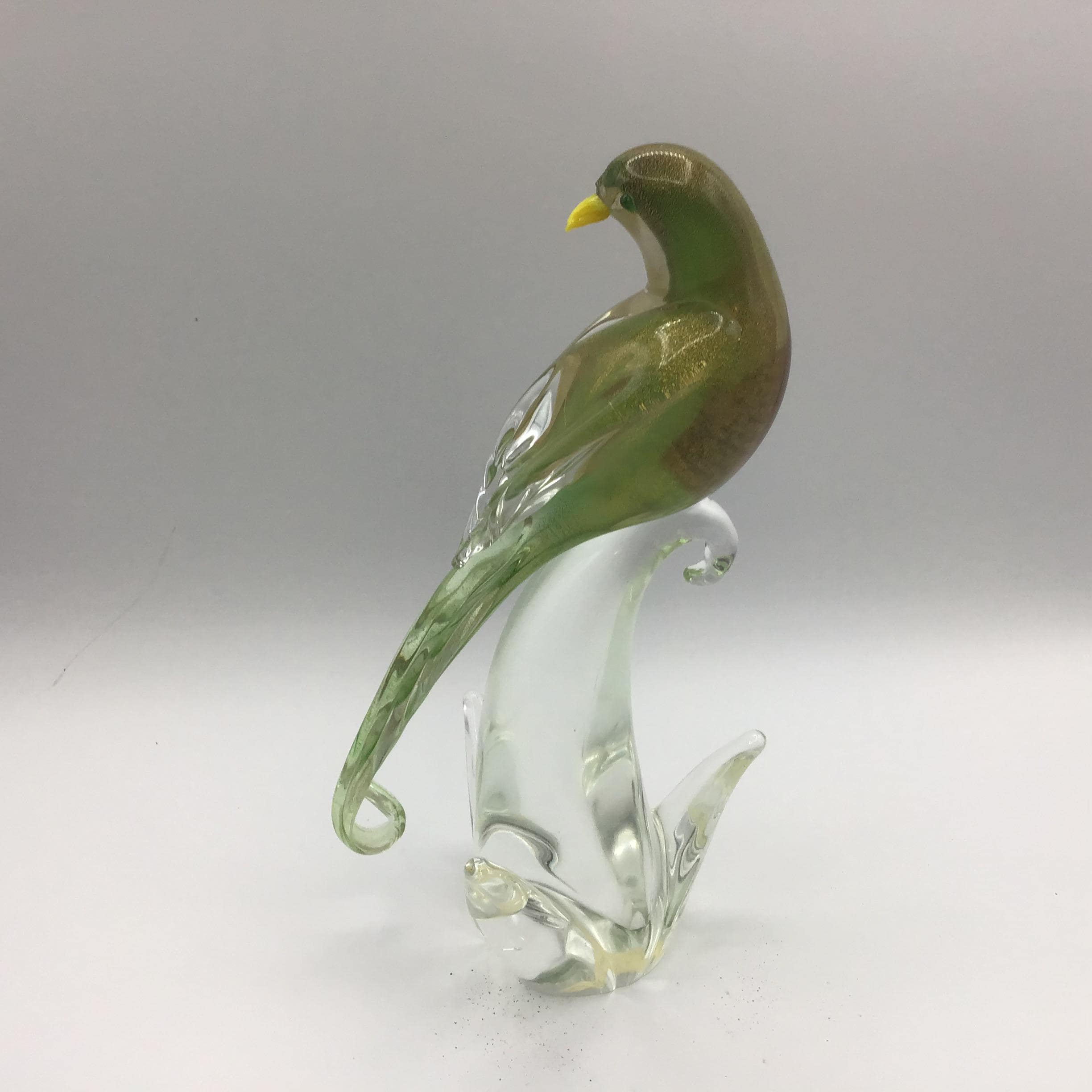 パリ鳥オブジェ　台座付アンティークビンテージ bird of paradise Vintage Bird Paradise Glass - Etsy