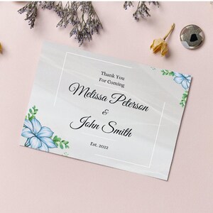 Tarjeta de agradecimiento de boda azul floral / tarjeta de agradecimiento de boda floral / tarjeta de agradecimiento azul / tarjeta de agradecimiento / tarjeta de agradecimiento por venir