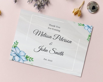 Wedding Thank You Card Blue Floral | Floral Wedding Thank You Card | Blue Thank You Card | Thank You Card | Thank You For Coming Card