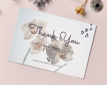 Thank You Floral Card | Thank You For Your Purchase Card | Thank You For Your Order Card | Thank You Card | Small Business Card Template