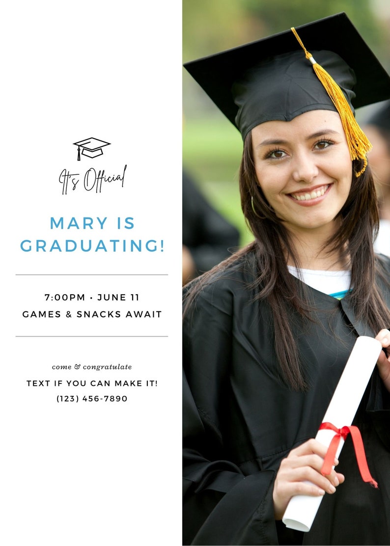 Editable Graduation Invitation Card Graduation Party Invite Template