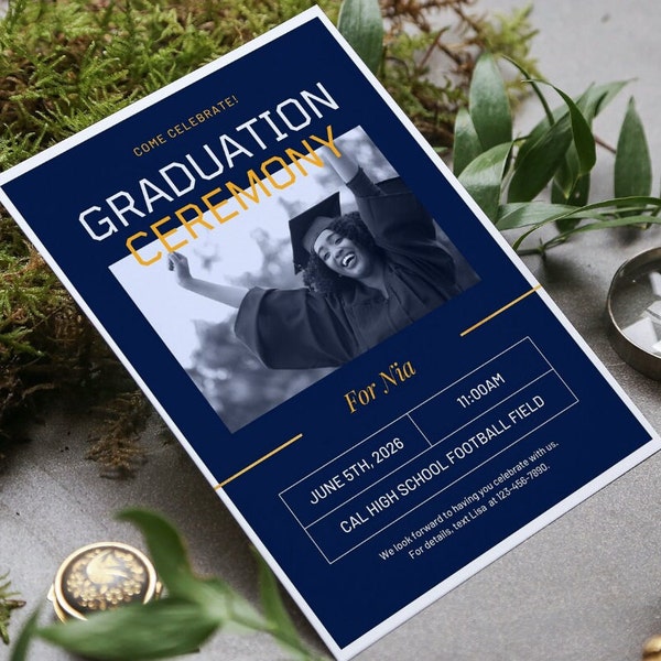 Graduation Invitation | Grad Ceremony Invitation | Grad Invite Template | Editable Digital Download Graduation Invite | Modern Grad Template