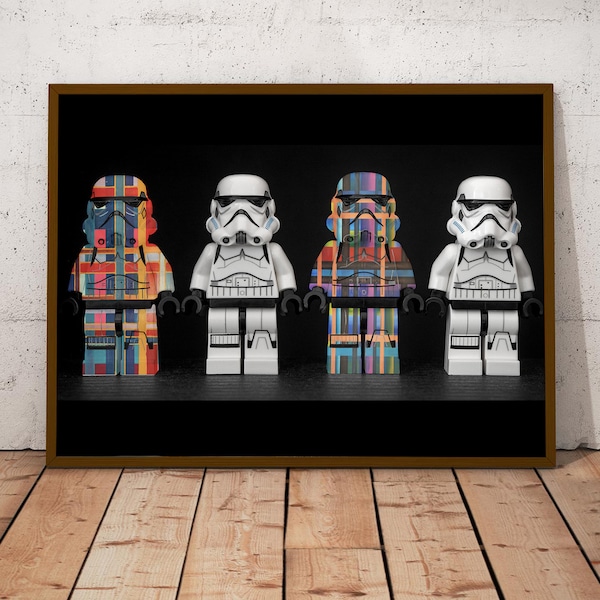 Starwars getiteld "Starwars Leggo" PRint door kunstenaar John Donlon, Abstract Art Print, best verkopende item, uniek en exclusief, Starwars Fans