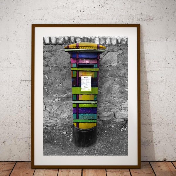 Post Box PRint by Artist John Donlon, Abstract Art Print, British Postbox, Unique and Exclusive, Wonderful Gift