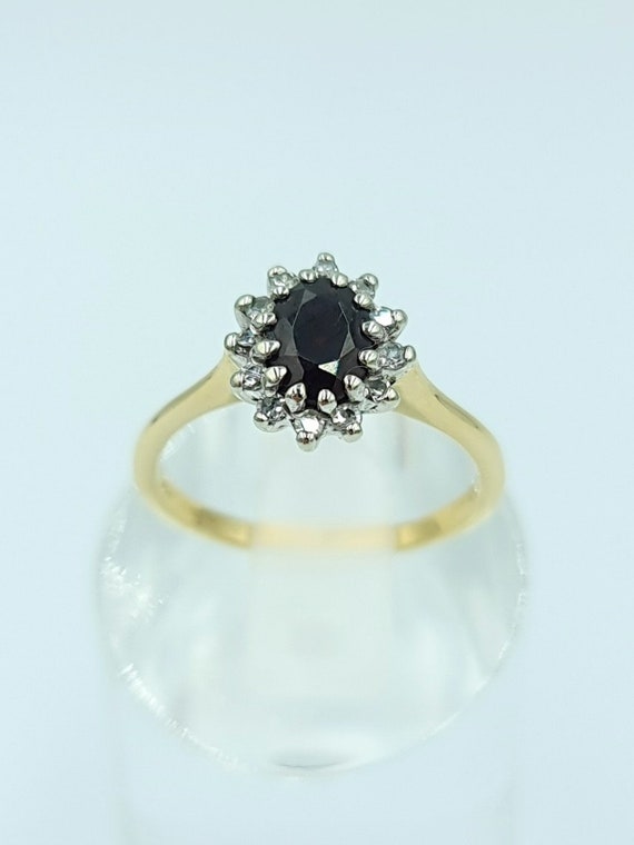 Vintage 14ct Solid Yellow Gold Garnet with Diamon… - image 4