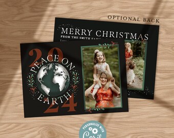 Customizable Peace On Earth Photo Christmas Card (Digital Download)