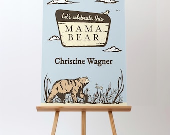 Mama Bear Baby Shower Poster Template, Editable Decor for Outdoorsy New Mom, National Park Lover Pregnant Mother, Instant Download