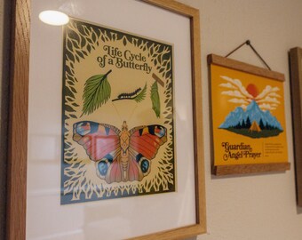 Butterfly Life Cycle Print, Cottagecore Nursery Art