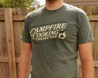 Camping T-shirt | Cotton Campfire Cooking Shirt | Gift for Campers and Hikers | Camp lovers shirt | Adventurist Shirts | Outdoorsy Apparel