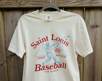 St. Louis Baseball T-Shirt, All Cotton Comfort Colors Tee, Vintage Inspired Illustration, Go Birds, Retro Styled Shirt