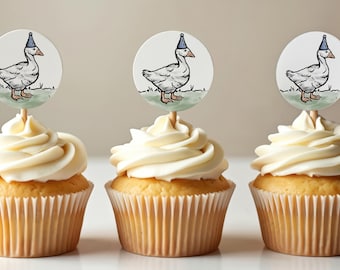 Silly Goose 1st Birthday Cupcake Toppers (Instant Download)