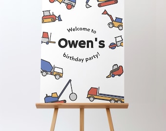 Construction Birthday Welcome Sign, Vehicles Theme Decor (Instant Download)