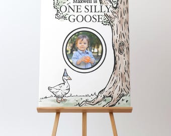 Silly Goose Birthday Welcome Sign, Editable First Birthday Decor (Instant Download)
