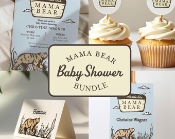 Mama Bear Baby Shower Bundle, Template Editable Invite, Decor for Outdoorsy New Mom, National Park Lover Pregnant Mother, Instant Download
