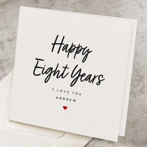 8 Year Anniversary Card For Him, For Husband, Romantic 8th Anniversary Card, Personalize Name, Eighth Anniversary Gift, Eight Years Together
