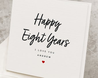 8 Year Anniversary Card For Him, For Husband, Romantic 8th Anniversary Card, Personalize Name, Eighth Anniversary Gift, Eight Years Together
