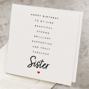 Sister Birthday Card, Birthday Card For Sister, Poem Birthday Card To Amazing Sister, Cute Personalized Birthday Gift For Sister