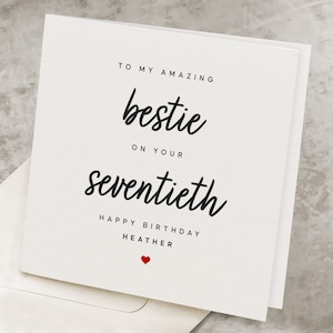 Bestie 70th Happy Birthday Card, Best Friend 70 Years Birthday Gift, Personalized Seventieth Birthday Card For Bestie, Bestfriend Seventy