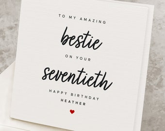 Bestie 70th Happy Birthday Card, Best Friend 70 Years Birthday Gift, Personalized Seventieth Birthday Card For Bestie, Bestfriend Seventy