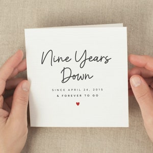 Personalized 9 Year Anniversary Card For Him, Romantic Nine Year Wedding Anniversary Card, Husband, Custom 9th Anniversary Gift For Wife