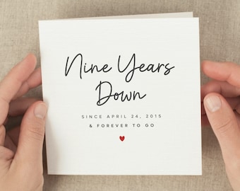 Personalized 9 Year Anniversary Card For Him, Romantic Nine Year Wedding Anniversary Card, Husband, Custom 9th Anniversary Gift For Wife