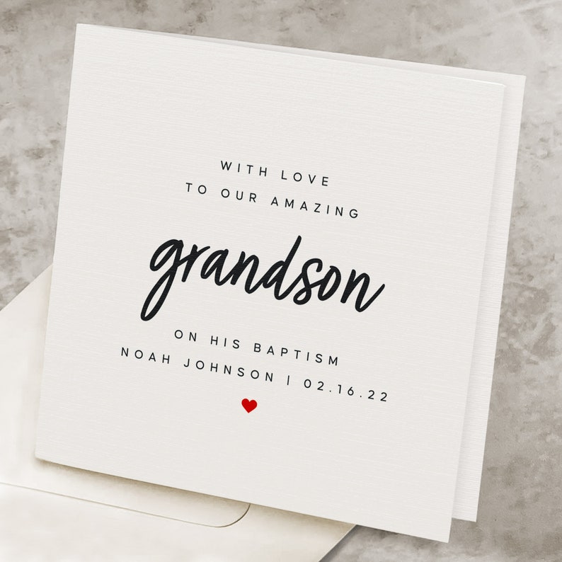 Baptism Card for Grandson Grandson Christening Card Etsy
