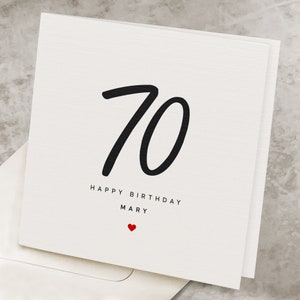 70th Birthday Card Personalized Name, Cute 70 Years Old Happy Birthday Card For Him, Custom Seventieth Birthday Card For Her HB027