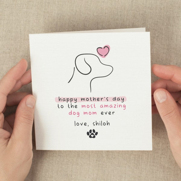 Dog Mom Mothers Day Card From Dog, Personalized Dog Mom Mother's Day Gift, Best Dog Mom Ever, Paw Print, Happy Mother's Day Card For Dog Mom
