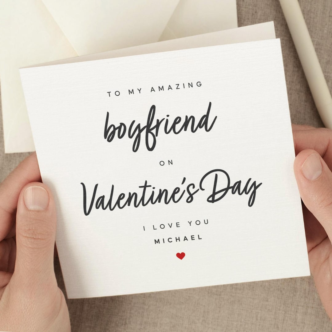 Valentines Day Card for Boyfriend, Personalized, Happy Valentine's Day ...