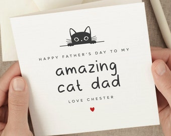 Fathers Day Cat Dad Card, Happy Fathers Day Card For Cat Dad, Personalized Cat Name, Father's Day Card From Cat, Kitty Cat Father's Day Gift