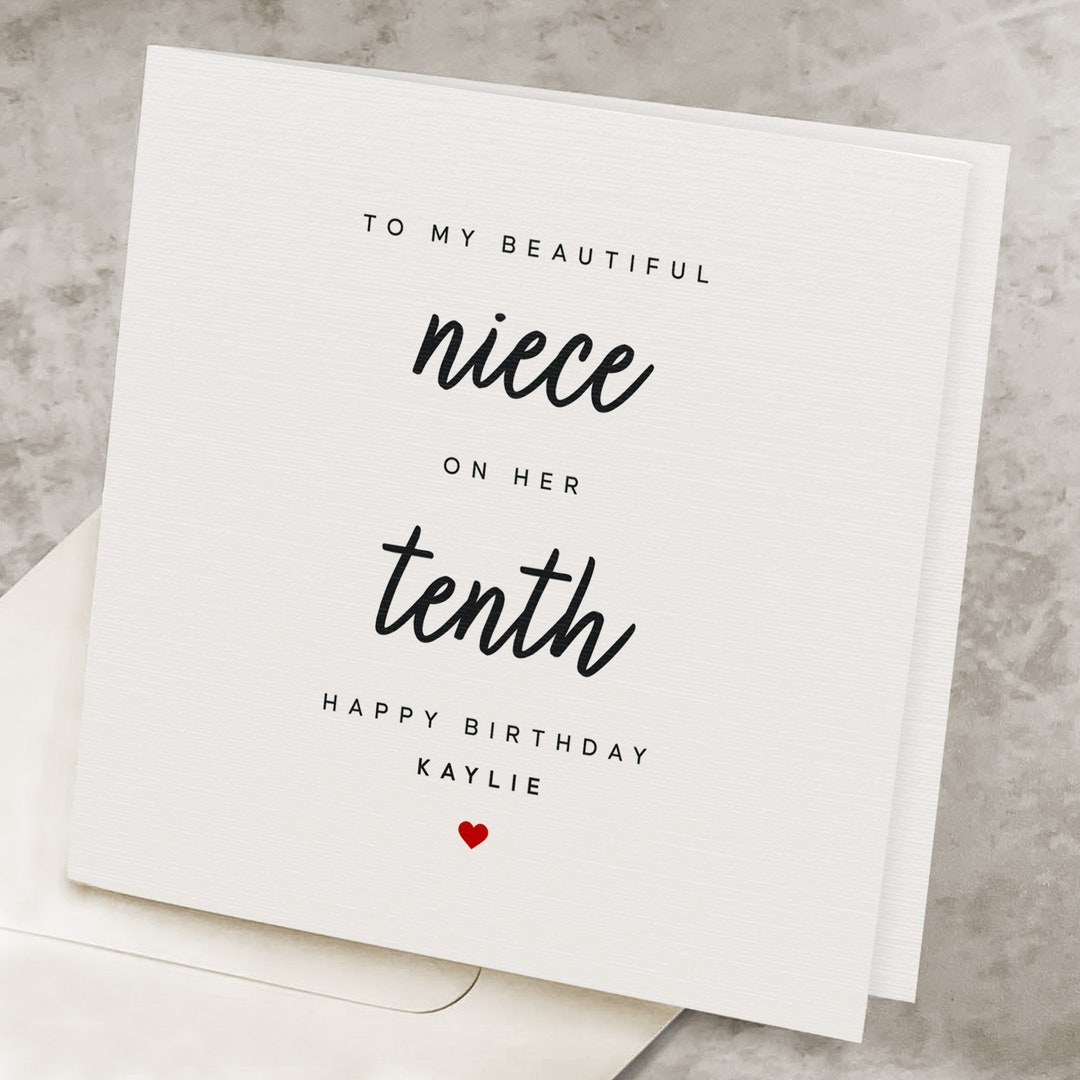 10th Birthday Card for Niece, Cute Niece's 10 Year Birthday Card, From