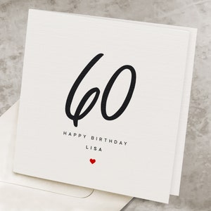 Personalized 60th Birthday Card, 60 Years Old Happy Birthday Card, For Women, For Men, Sixtieth Birthday Card With Any Name HB023