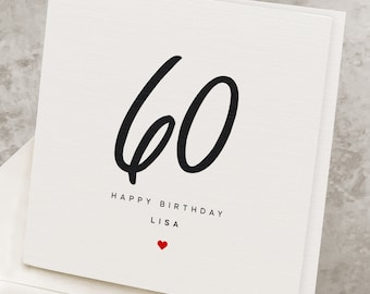 Personalized 60th Birthday Card, 60 Years Old Happy Birthday Card, For Women, For Men, Sixtieth Birthday Card With Any Name HB023