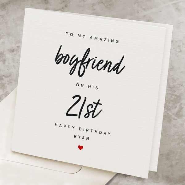 Boyfriend 21st Happy Birthday Card, 21 Years Old Romantic Birthday Card For Boyfriend, 21st Personalized Birthday Gift From Girlfriend, BF