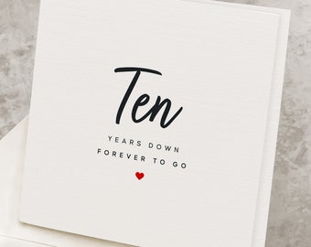 10th Anniversary Card, For Wife, 10th Anniversary Gift, For Husband, Tenth Anniversary Present,  Decade 10 Year Anniversary Gift AV010