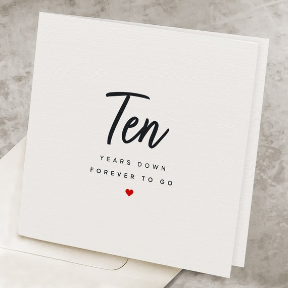 10th Anniversary Card, For Wife, 10th Anniversary Gift, For Husband, Tenth Anniversary Present,  Decade 10 Year Anniversary Gift AV010