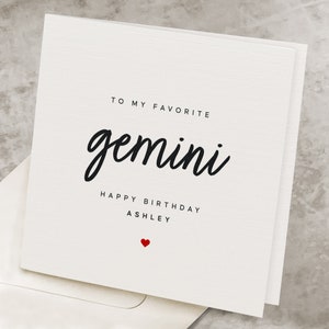Gemini Astrology Birthday Card For Her, Personalized, Zodiac Sign Gemini Birthday, For Bestfriend, Bestie Horoscope Gemini Birthday Card
