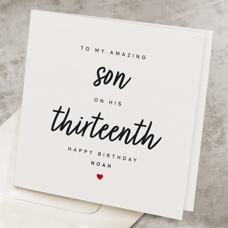 Son 13th Birthday Card 13 Years Old Birthday Card for Son Etsy