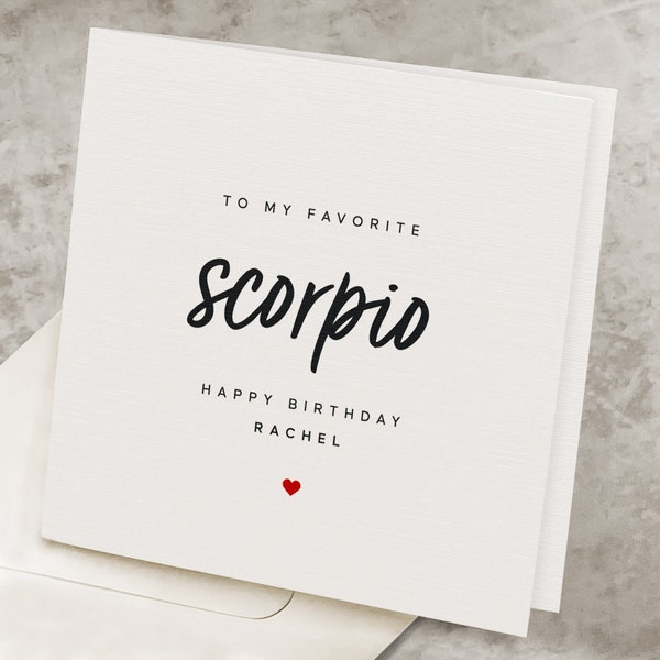 Scorpio Zodiac Birthday Card For Her, To My Favorite Scorpio Happy Birthday, Personalized Name, Horoscope Astrology Birthday Card For Bestie