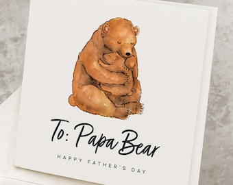 Happy Father's Day Card For Dad, Papa Bear Hug, Daddy Card From Daughter Son, For Old Man, Cute Father's Day Gift Idea FD001