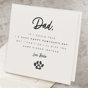 Fathers Day Card From Dog, Cute Dog Dad Father's Day Card, Personalized Dog Fathers Day Gift, For Dog Dad, Best Dog Dad Pawthers Day Card