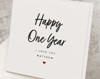 1st Anniversary Card For Him, For Husband, First Anniversary Gift, For Boyfriend, For Wife, For Her, Romantic Happy One Year, I Love You