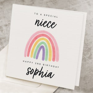 Niece&#39;s 2nd Birthday Card, Personalized, Cute Happy 3rd Birthday Gift For Niece, Any Name, Sweet Second Birthday Card To Niece HB133