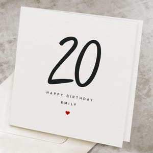 Personalized 20th Birthday Card, For Daughter, 20 Years Old Happy Birthday Card, For Son, Twenty, Twentieth Birthday Gift, For Him, For Her