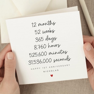 Personalized 1 Year Anniversary Card For Boyfriend One Year Anniversary Gifts For Him Husband Romantic 1st First Paper Anniversary Present