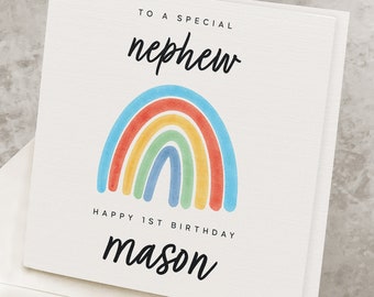 Personalized 1st Birthday Card For Nephew, Happy 1st Birthday Gift Nephew, Cute First Birthday Card For Nephew, 1 Year Old Nephew Card