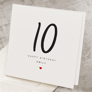 10th Birthday Card Personalized, For Girl, For Boy, 10 Years Old Birthday Gift For Daughter, Son, Granddaughter, Ten, Custom Tenth Bday Card