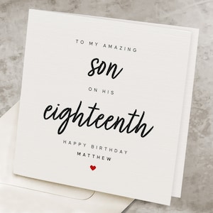 Son 18th Birthday Card, Personalized 18 Years Old Birthday Card For Son, Eighteenth Birthday, Son&#39;s 18th Cute Happy Birthday Gift, Eighteen