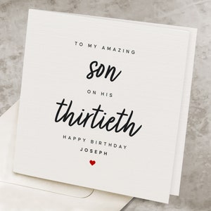 Son 30th Happy Birthday Card, Personalize Thirtieth Birthday Card For Son, 30 Years Old, From Mom, Cute Son&#39;s 30th Birthday Gift, Thirty